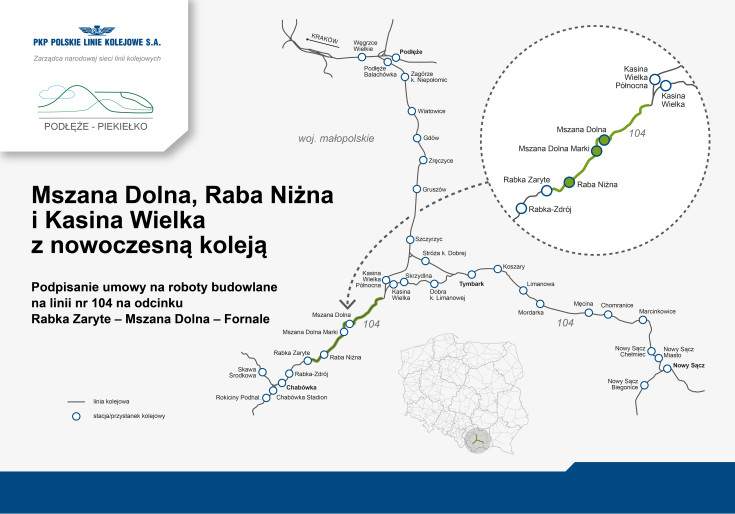 LK104, Mszana Dolna, mapa, Rabka Zaryte, Fornale