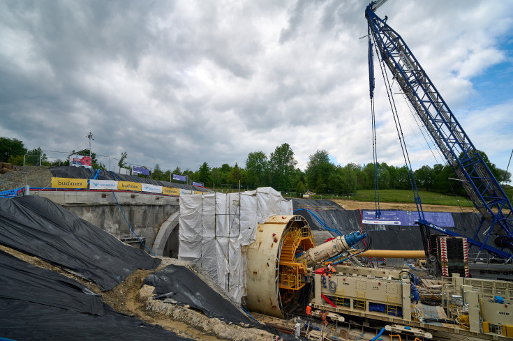 tunel, LK104, budowa, maszyna, plac budowy, inwestycja, KPO, Męcina