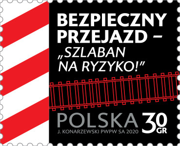 bezpieczny przejazd, Poczta Polska, znaczek pocztowy