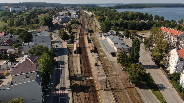 stacja, widok z lotu ptaka, Ostróda