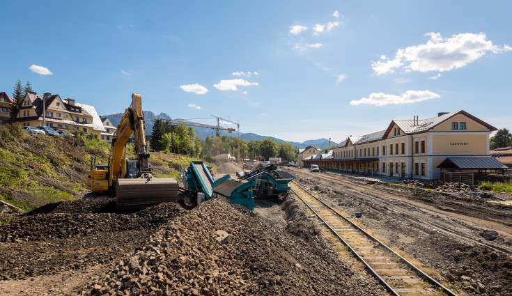 Zakopane, prace na stacji kolejowej, kolejowa zakopianka, stacja tymczasowa