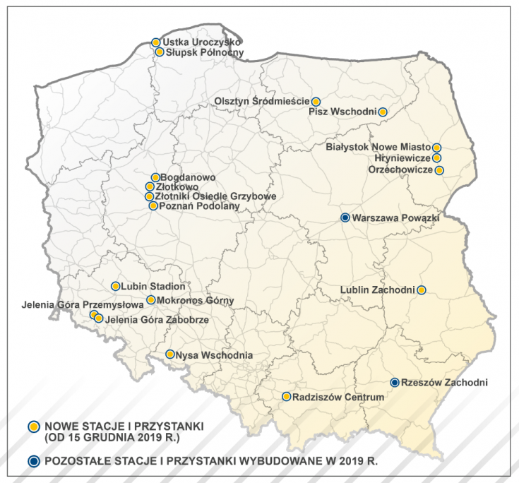 infografika, KPK, nowy przystanek, nowa stacja, nowa infrastruktura pasażerska, nowy tor