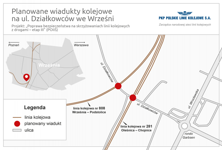 infografika, Września, nowa infrastruktura, nowe skrzyżowanie bezkolizyjne, Działkowców