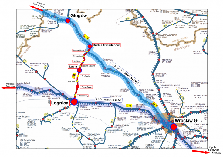 Rudna Gwizdanów, rozkład jazdy, Lubin, LK289, Głogów, mapa, pociąg pasażerski