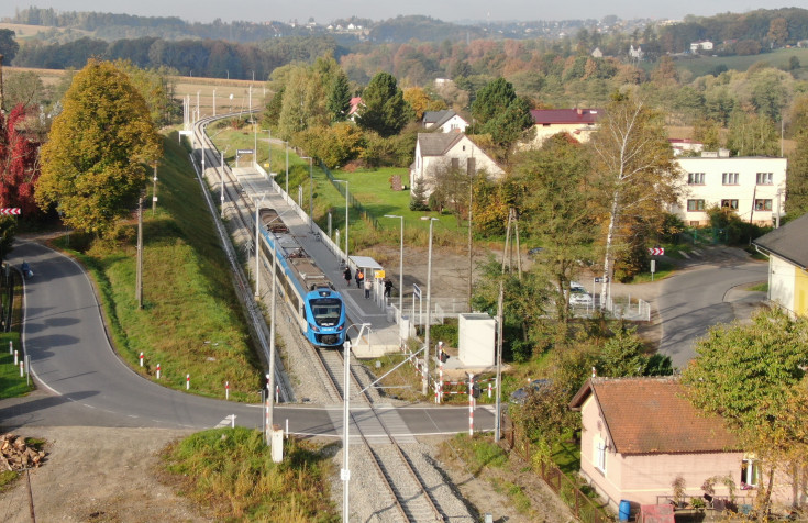 pasażer, peron, ludzie, pociąg, Bażanowice