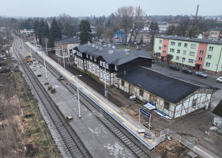 dworzec kolejowy, tor, widok z lotu ptaka, LK245, Ciechocinek