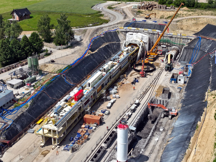 TBM, tarcza, drążenie tunelu kolejowego, Męcina, Jadwiga