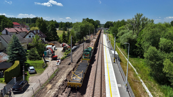 LK94, prace utrzymaniowe, maszyna AHM, widok z lotu ptaka, Zelczyn