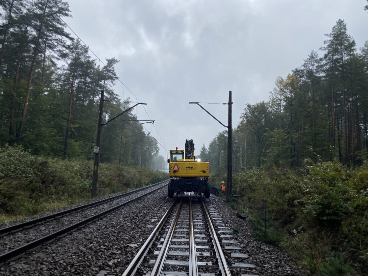 LK131, Rusiec Łódzki, przewóz towarów, PUN, maszyna, prace torowe, Herby Nowe (Kalina), prace sieciowe