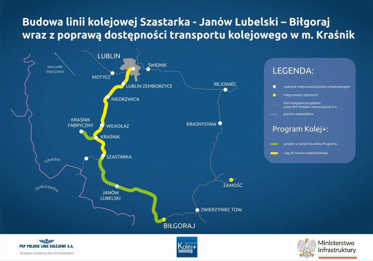 linia kolejowa, infografika, Kolej+, umowa na budowę, Janów Lubelski, Biłgoraj