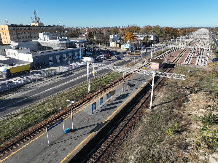 LK7, nowy tor, Warszawa Anin, nowe skrzyżowanie bezkolizyjne, widok z lotu ptaka, linia otwocka