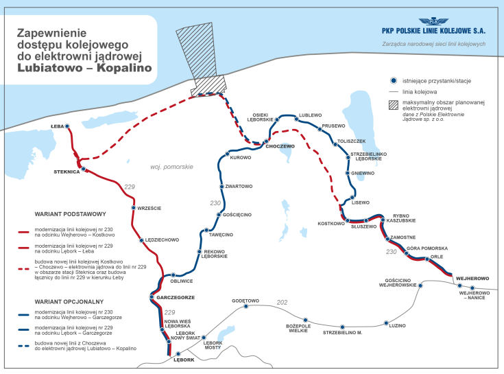 mapa, elektrownia jądrowa, Lubiatowo, Kopalino, wariant