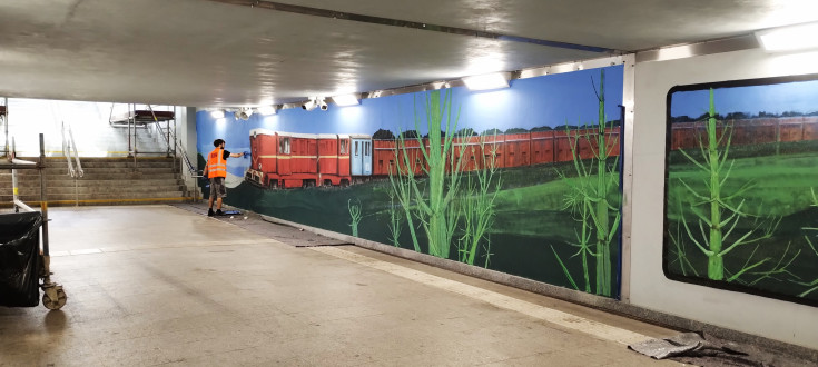 przejście podziemne, stacja, Bytom, mural