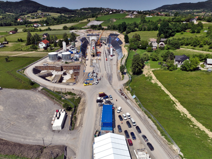 TBM, tarcza, drążenie tunelu kolejowego, Męcina, Jadwiga