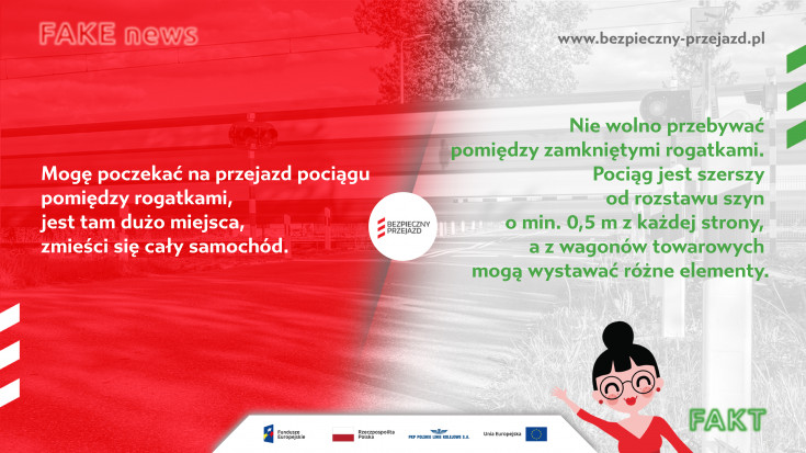bezpieczny przejazd, bezpieczeństwo, materiał informacyjny, materiał edukacyjny, infografika, ciekawostka, fake news, fakt