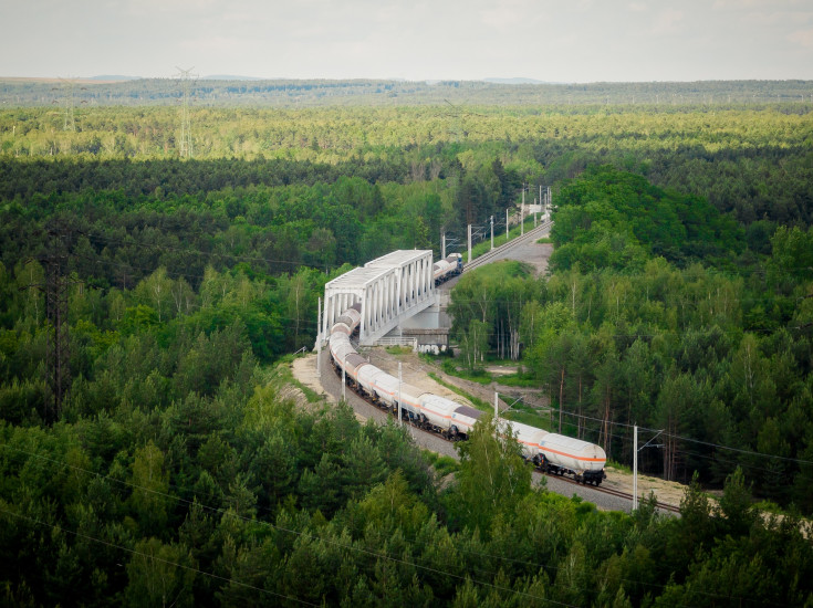 pociąg, przewóz towarów, wiadukt kolejowy, Sosnowiec, GOP, nowa infrastruktura