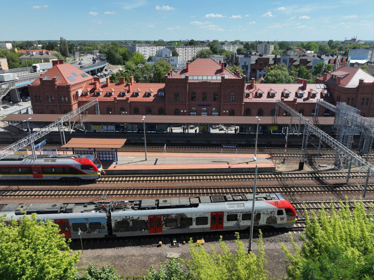 stacja, nowa infrastruktura, widok z góry, Skierniewie