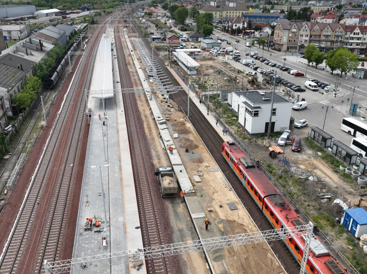 Rail Baltica, stacja, Łapy, prace budowlane, widok z lotu ptaka, zmiany w komunikacji