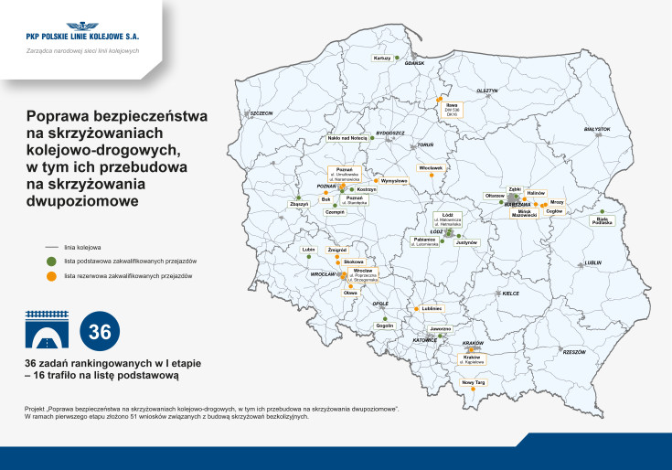 mapa, skrzyżowanie dwupoziomowe, lista rankingowa, pierwszy etap, likwidacja przejazdów