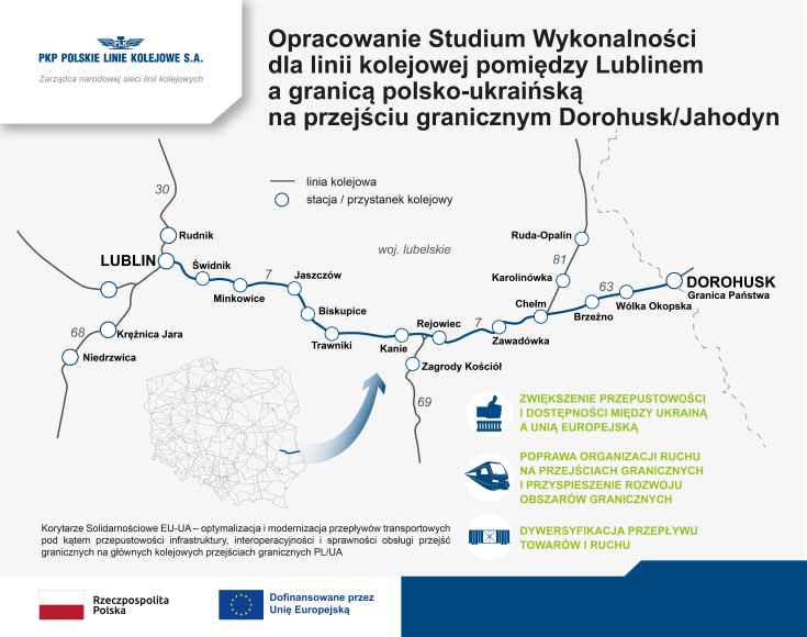 Lublin, Dorohusk, skrócenie czasu podróży, mapa, korytarz solidarnościowy, EU-UA
