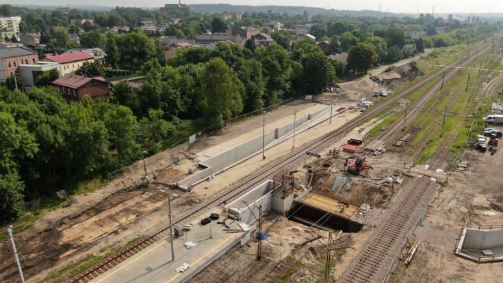 prace budowlane, Dąbrowa Górnicza Strzemieszyce, nowe przejście podziemne, nowa infrastruktura, widok z lotu ptaka