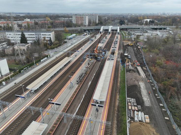 stacja, Warszawa Gdańska, nowa infrastruktura, widok z lotu ptaka, ekran akustyczny