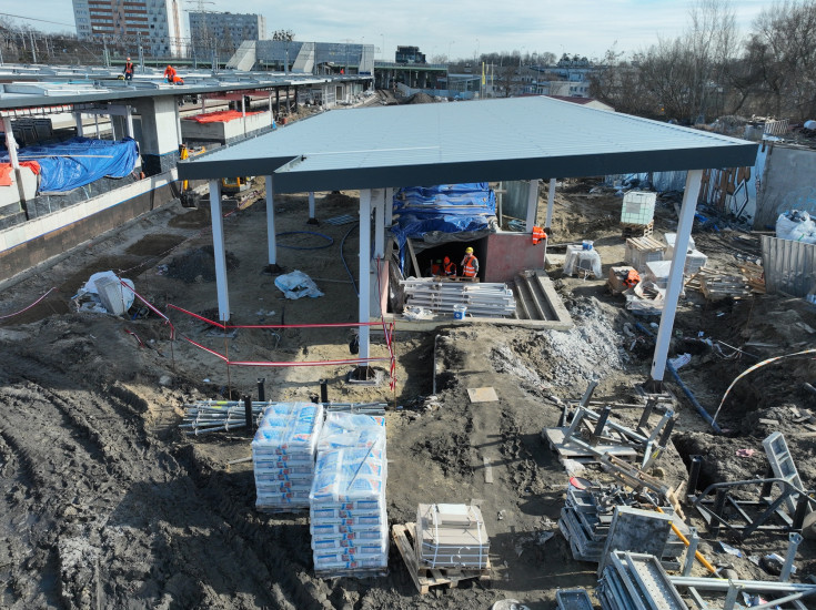 stacja, Warszawa Gdańska, nowe przejście podziemne, widok z lotu ptaka, mural