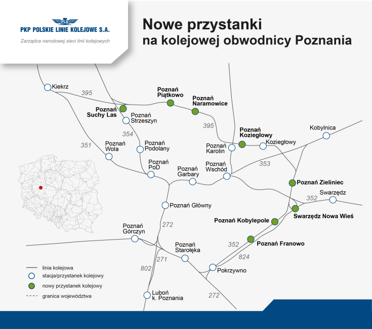 Poznań, LCS, nowy przystanek, mapa, nowa infrastruktura, nowy peron, Towarowa Obwodnica Poznania