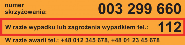 bezpieczeństwo, E59, przejazd kolejowo-drogowy, żółta naklejka, telefon alarmowy