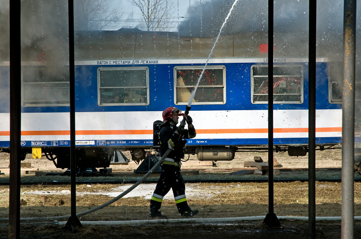 bezpieczeństwo, Legnica, PKP Intercity, straż pożarna, ratownictwo techniczne, awaria, ratownictwo, PKP Cargo, ćwiczenia, pożar, ogień, gaszenie pożaru