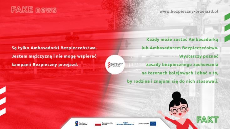 bezpieczny przejazd, bezpieczeństwo, materiał informacyjny, materiał edukacyjny, infografika, ambasadorka bezpieczeństwa, ambasadorki bezpieczeństwa, ambasador bezpieczeństwa, ciekawostka, fake news, fakt