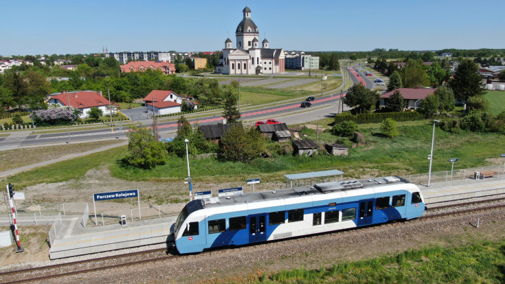 tor, szynobus, LK30, Parczew Kolejowa, widok z góry