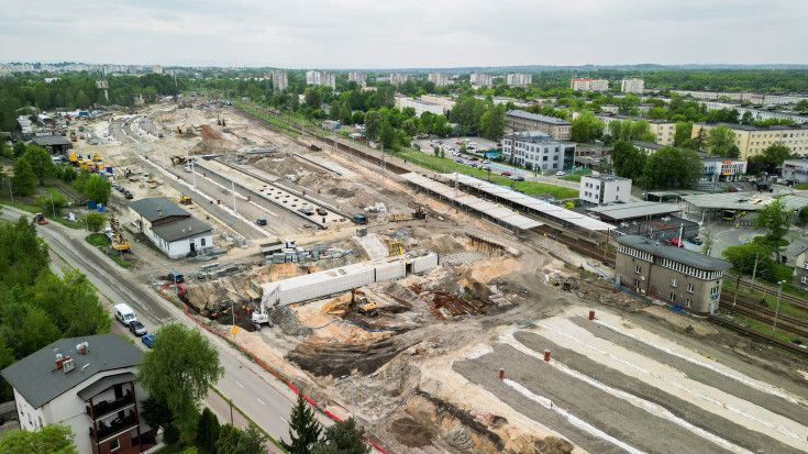 wiadukt, przebudowa, stacja, tor, Katowice Ligota, katowicki węzeł kolejowy, widok z lotu ptaka