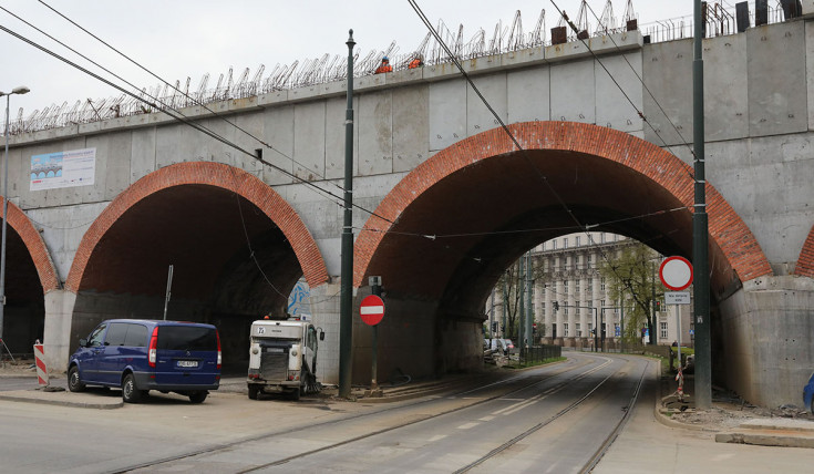 Kraków, CEF, aglomeracja krakowska, wiadukt kolejowy, Grzegórzecka, budowa wiaduktu