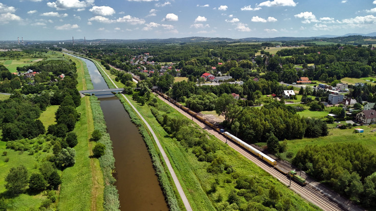 LK94, prace utrzymaniowe, maszyna AHM, widok z lotu ptaka, Zelczyn