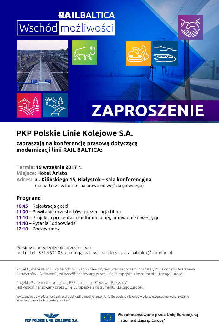 E75, Rail Baltica, Białystok, CEF, konferencja prasowa