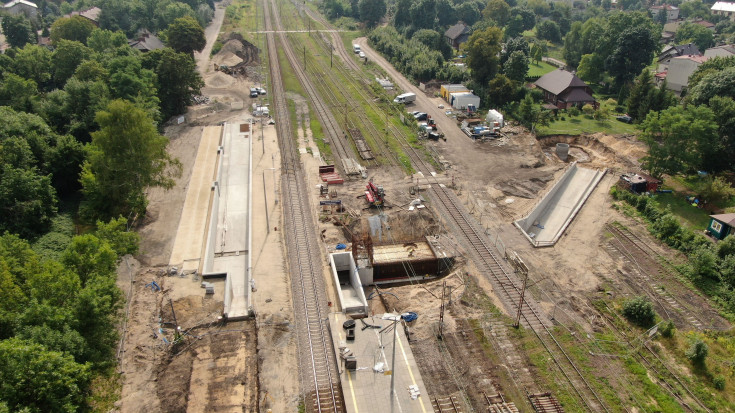 prace budowlane, Dąbrowa Górnicza Strzemieszyce, nowe przejście podziemne, nowa infrastruktura, widok z lotu ptaka