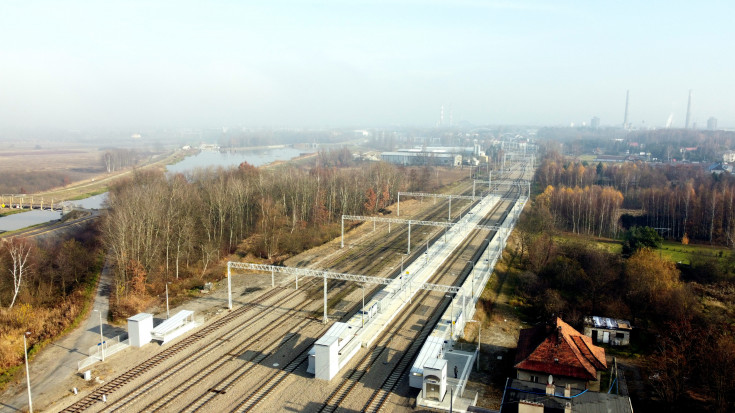 stacja, Podbory Skawińskie, nowa infrastruktura pasażerska, widok z lotu ptaka