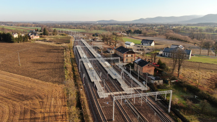 sieć trakcyjna, stacja, tor, nowa infrastruktura, Goleszów