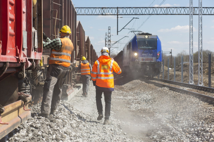 pociąg, wagon, pracownik, tor