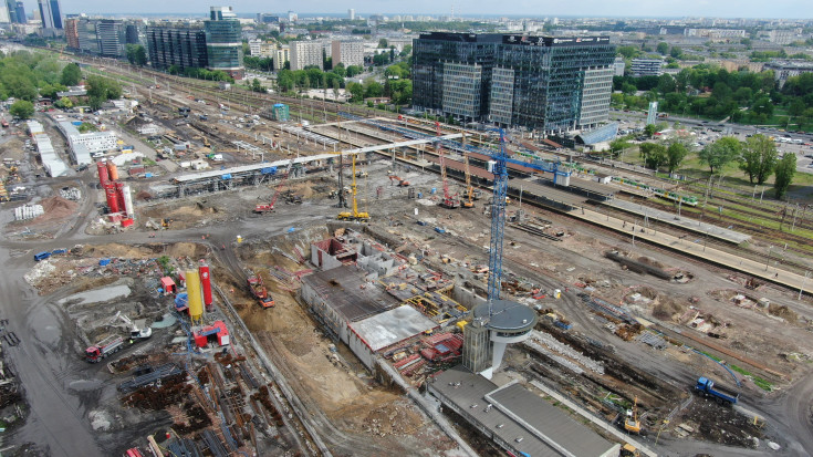 stacja, Warszawa Zachodnia, monitoring inwestycji kolejowych, dron, plac budowy