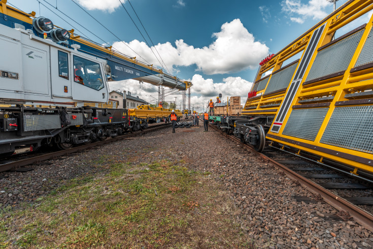 linia kolejowa, Opalenica, tor, maszyna, robotnik, KPO