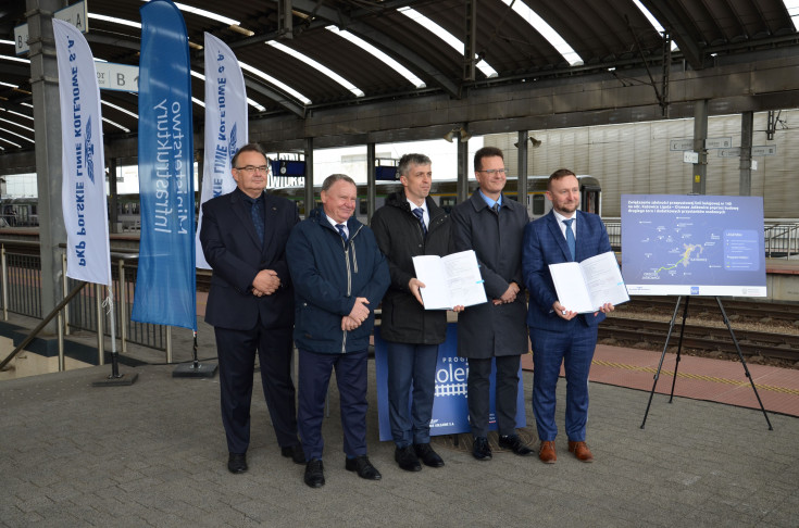 Merchel Ireneusz, briefing prasowy, Bittel Andrzej, Kolej+, nowe połączenia kolejowe, drugi tor, Mikołów