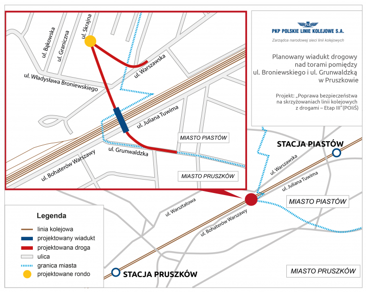 skrzyżowanie bezkolizyjne, Pruszków, schemat, Miasto Pruszków, budowa wiaduktu drogowego