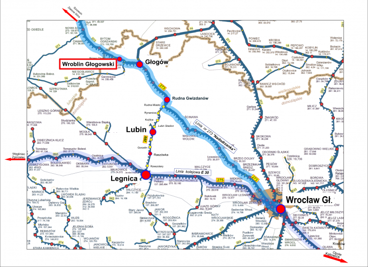 mapa, nowa infrastruktura pasażerska, Wróblin Głogowski