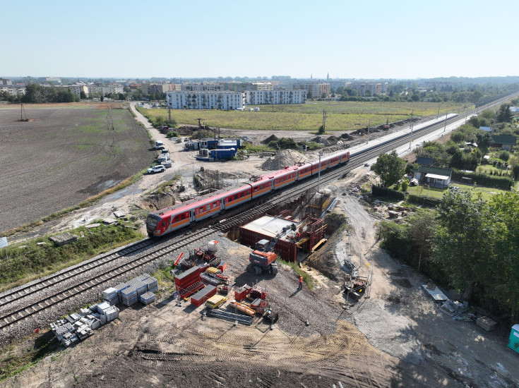 nowy przystanek, plac budowy, widok z lotu ptaka, Oława Zachodnia, Program  Przystankowy