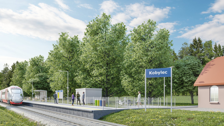 wizualizacja, LK356, Kobylec, przystanek