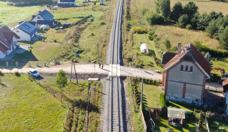 przejazd kolejowo-drogowy, Olsztyn, Braniewo, nowa infrastruktura, nowa nawierzchnia, widok z lotu ptaka, nowe urządzenie