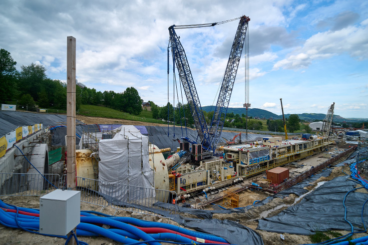 tunel, LK104, budowa, maszyna, plac budowy, inwestycja, KPO, Męcina