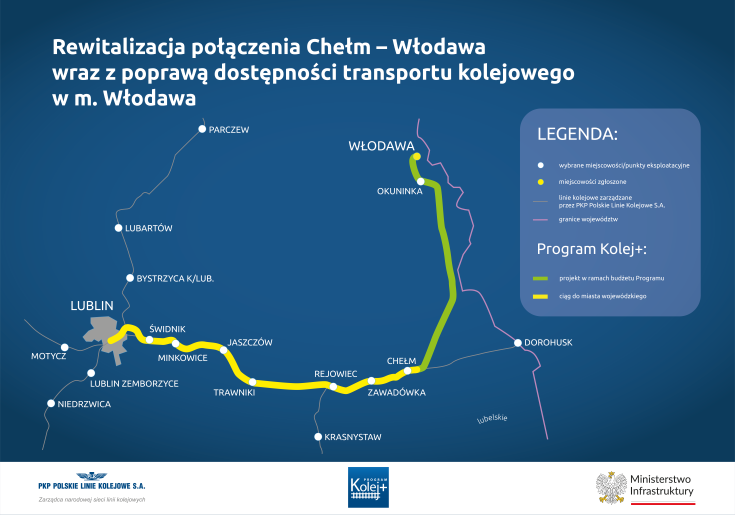 infografika, dokumentacja projektowa, Chełm, podpisanie umowy, Kolej+, nowe połączenia kolejowe, LK81, Włodawa